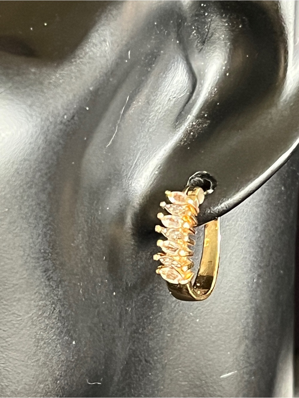 1990s PAJ Prime Art & Jewel Golden CZ Hinged Post Earrings